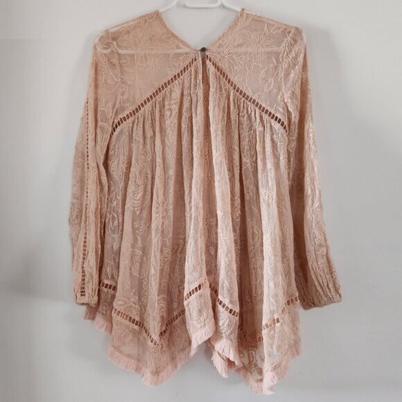 Zimmermann Henna Floating Sheer Fringe Blouse Top Rose Pink Size 0 XS b180e - Picture 4 of 7